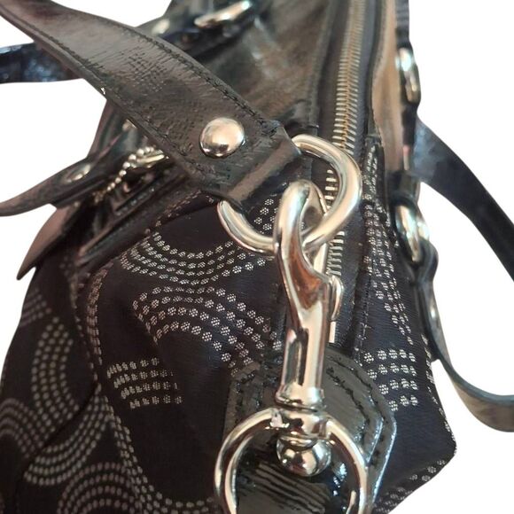 Coach Ashley Op Art Black Satchel Patent Leather Trim Purse – Removable Strap De - Picture 9 of 9